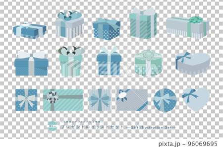 冬季彩色禮品盒的矢量插圖集 96069695