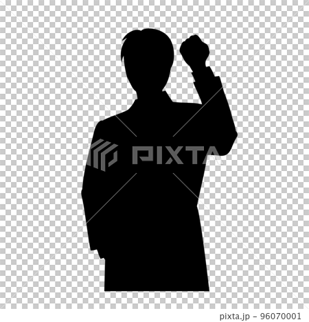 Silhouette of a businessman doing a guts pose Silhouette of a businessman doing a guts pose 96070001