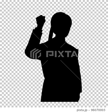 Silhouette of a business woman doing a guts pose 96070003
