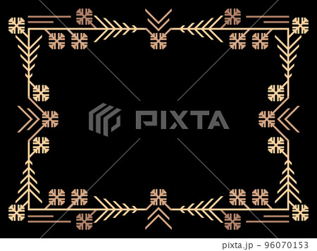 Art deco winter frame with snowflakes. Vintage Christmas linear border. Christmas design a template for invitations, leaflets and greeting cards. Vector illustration Art deco winter frame with snowflakes. Vintage Christmas linear border. Christmas design a template for invitations, leaflets and greeting cards. Vector illustration 96070153