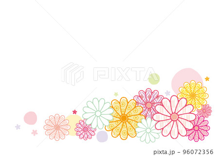 菊の花と和柄 フレーム 背景素材 ハガキテンプレートのイラスト素材