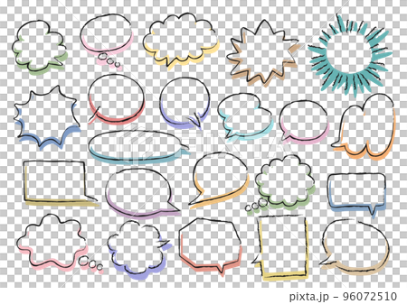 Speech bubble illustration set: hand-drawn style with colorful shadows 96072510