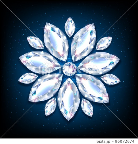 snowflake flower from diamonds vector black background 96072674