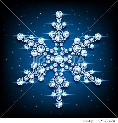 diamond snowflake realistic vector black background eps10 96072678