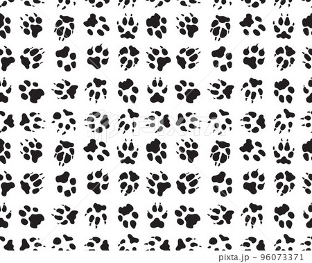 Black silhouettes of dog traces, seamless pattern	 96073371