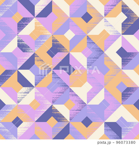 Seamless pattern of squares and rhombuses chaotically painted in blue grey, blue purple, mauve, cream and apricot colors. Fashionable abstract background for wallpaper, wrapping products, textiles Seamless pattern of squares and rhombuses chaotically painted in blue grey, blue purple, mauve, cream and apricot colors. Fashionable abstract background for wallpaper, wrapping products, textiles 96073380