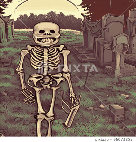 skeletons for the halloween holiday on the background of the gothic grave, vector illustration. Gothic background skeletons for the halloween holiday on the background of the gothic grave, vector illustration. Gothic background 96073855