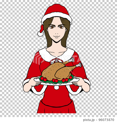 Caucasian female santa with turkey 96073870