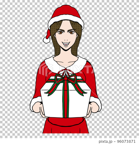 Caucasian female santa with presents 96073871