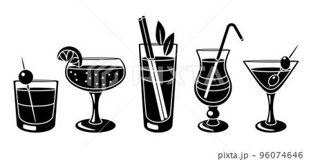 Set of cocktails in glass. Alcoholic drink for party. 96074646