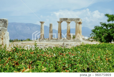 the remains of Temple of Apollo, in Corinth, Greece 96075869