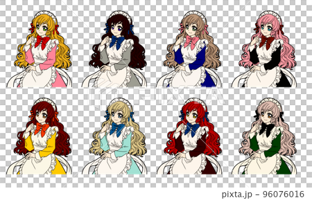 女僕裝少女動漫風格插畫（變體/生動） 96076016