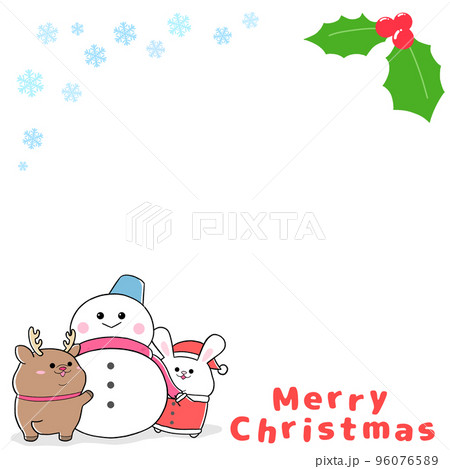 ゆるかわうさぎサンタと雪だるま2　フレーム(1：1)② 96076589