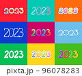 Original calendar dates 2023 on bright multicolor background for calendar, planner, card design 96078283