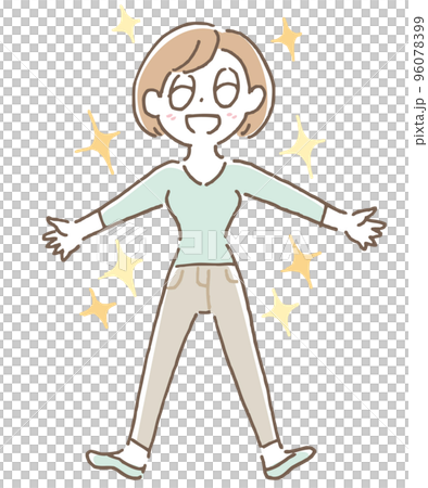 女性　全身　キラキラ　グリーン 96078399