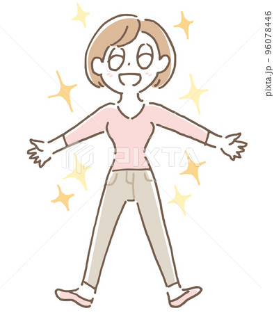 女性　全身　キラキラ　ピンク 96078446