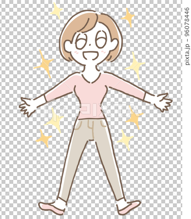 女性　全身　キラキラ　ピンク 96078446