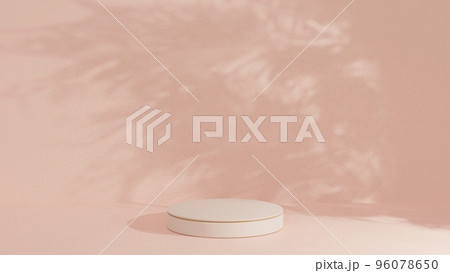 3D render.Pink podium background with sunlight and tree shadow. product presentation.. 3D render.Pink podium background with sunlight and tree shadow. product presentation.. 96078650