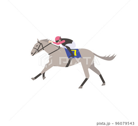 競馬場を駆け抜ける競走馬 96079543