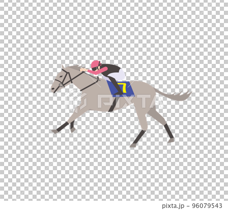 競馬場を駆け抜ける競走馬 96079543