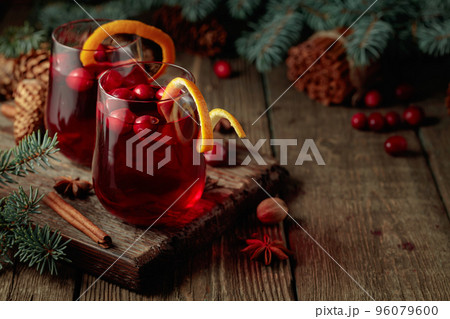 Christmas drink with spices and cranberries. Christmas drink with spices and cranberries. 96079600
