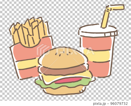 チーズバーガーセットのイラスト チーズバーガーセットのイラスト 96079732