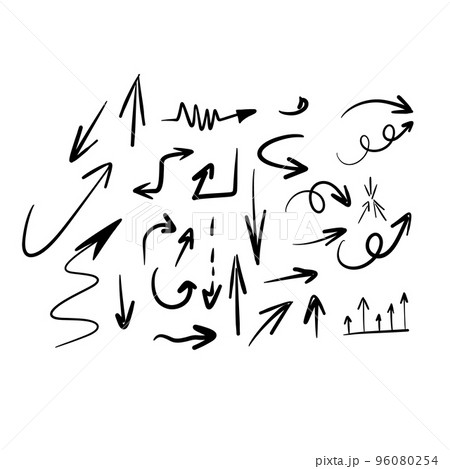 Set of black thin isolated arrows. Arrow vector. Arrow hand. Arrow draw. Set of black thin isolated arrows. Arrow vector. Arrow hand. Arrow draw. 96080254