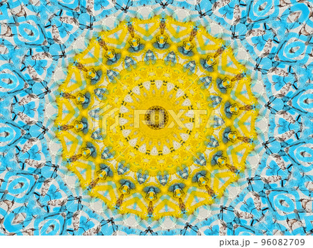 Abstract yellow and blue kaleidoscopic background. Abstract yellow and blue kaleidoscopic background. 96082709