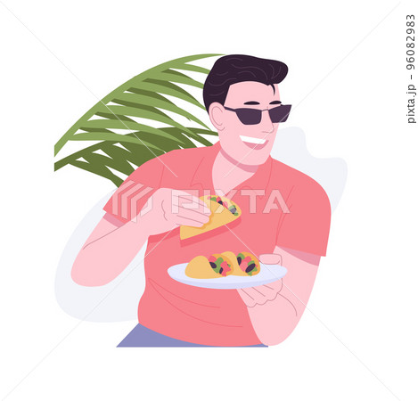 Mexican tacos isolated cartoon vector illustrations. 96082983