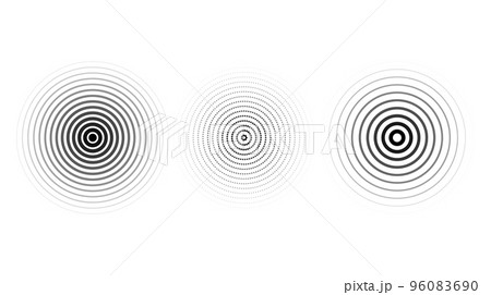 Concentric ripple circles set. Sonar or sound wave rings collection. Epicentre, target, radar icon concept. Radial signal or vibration elements. Concentric ripple circles set. Sonar or sound wave rings collection. Epicentre, target, radar icon concept. Radial signal or vibration elements. 96083690