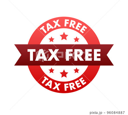 Modern red tax free sign on white background. Vector stock illustration. 96084887