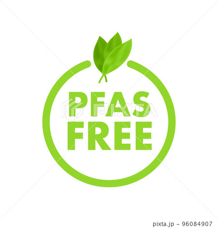 Pfas free label. banner icon. Vector stock illustration. Pfas free label. banner icon. Vector stock illustration. 96084907