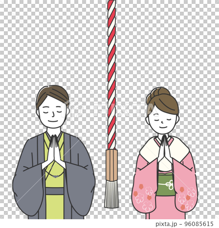 Men and women in kimono to pray 96085615