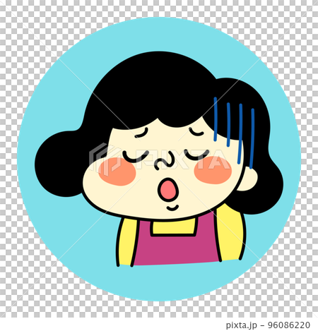 Comical female character illustration material with a sad expression 96086220