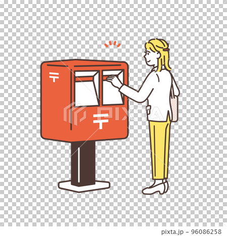 女商人郵寄文件的插圖素材 96086258