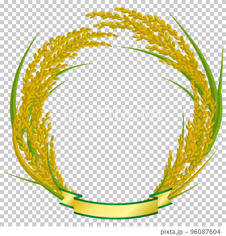 Golden rice ear circular emblem vector illustration 96087604