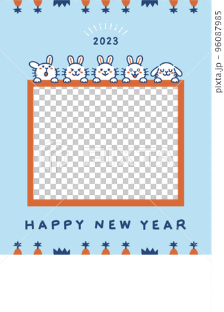 2023年新年賀卡兔子相框文字空間 96087985