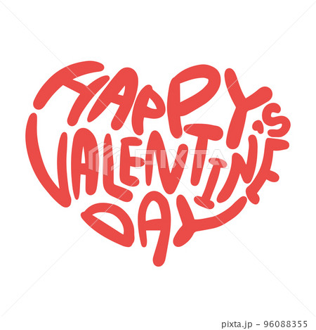 ハート型の落書き風手描きバレンタインロゴ　ベクター素材 96088355