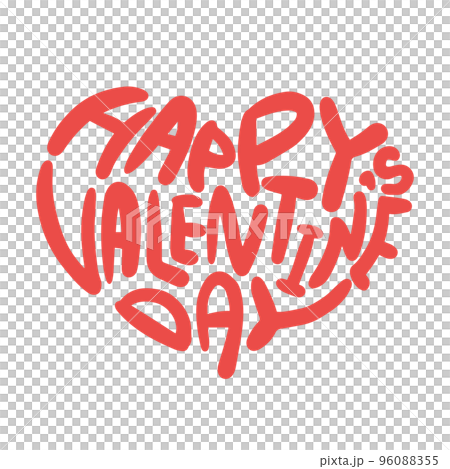 ハート型の落書き風手描きバレンタインロゴ　ベクター素材 96088355