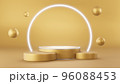 Gold product podium pedestal on advertising display with blank backdrops. 3D rendering. 96088453