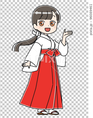 Cute shrine maiden facing left Cute shrine maiden facing left 96089461