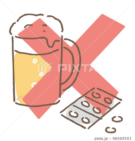 お酒と薬剤　バツ印 96089501