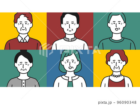 正面を向いた複数の人物02|イラスト素材 正面を向いた複数の人物02|イラスト素材 96090348