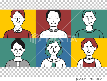 正面を向いた複数の人物02|イラスト素材 正面を向いた複数の人物02|イラスト素材 96090348
