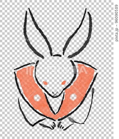 問候兔水墨風格 96090589