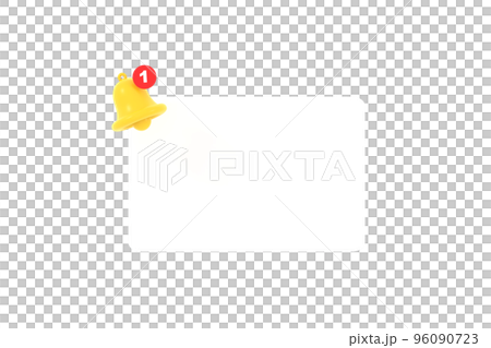 3D. Empty reminder pop up, notification bell icon. 3D. Empty reminder pop up, notification bell icon. 96090723