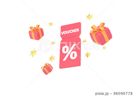 3D. Sale coupons and gift boxes composition. 3D. Sale coupons and gift boxes composition. 96090778