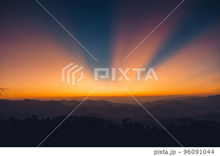 Twilight Sunset ,after sunset in the sky in the forest 96091044