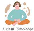 瞑想をしてリラックスしている女性のイメージイラスト 96092288