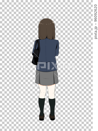 illustration of a girl with school bag on a white background Stock